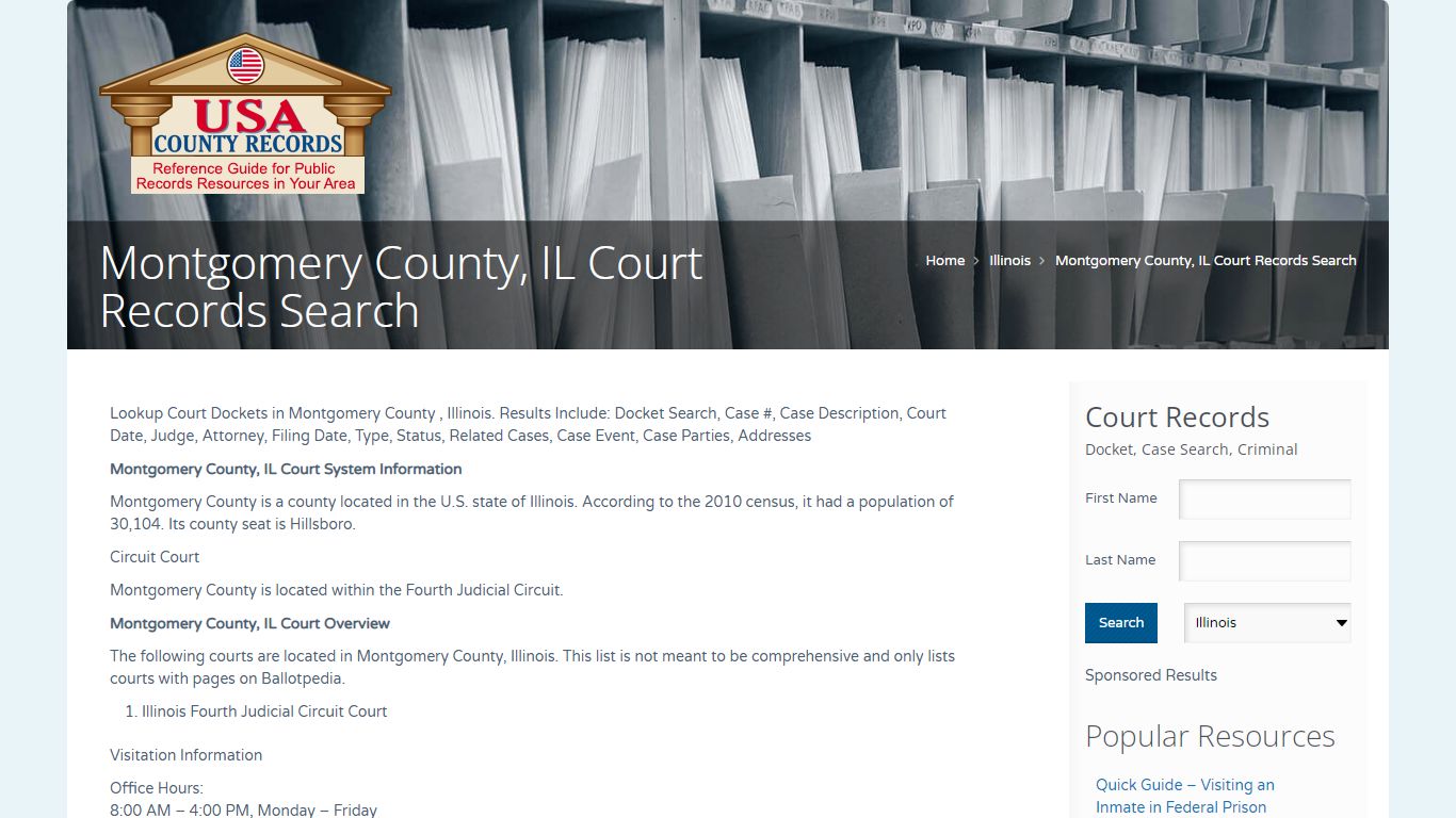 Montgomery County, IL Court Records Search | Name Search
